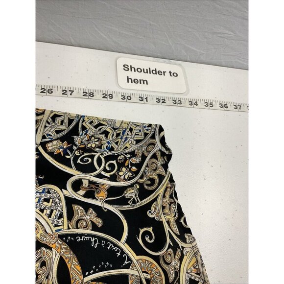 H&M Sz 8 V-Neck‎ Black Gold Chain Button Down Shirt Dress Tunic Equestrian - Picture 6 of 9